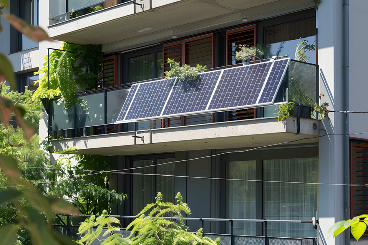 Balkon­kraftwerk bei Gebhard Fürst Elektrotechnik GmbH in Hüttlingen
